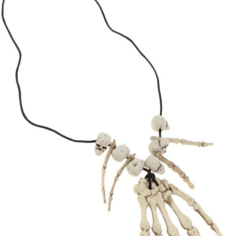 Skull Skeleton Hand Bone Necklace Halloween Jewelry Costume Fancy Dress for Wome
